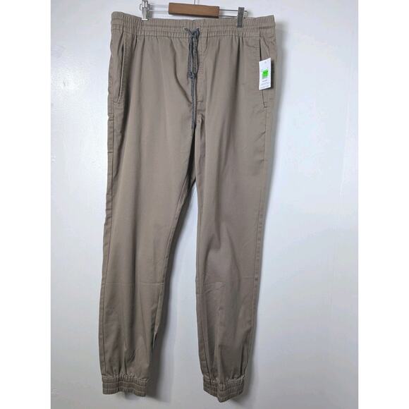 Volcom Frickin Slim Fit Joggers Size XXL Khaki Tan Stretch Regular Rise NEW - Picture 1 of 14